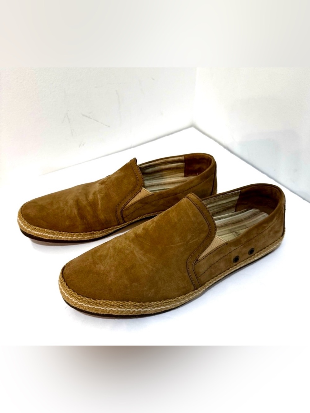 J&M Classic Suede Tan Coastal Espadrille Slip-On Loafers size 8.5
